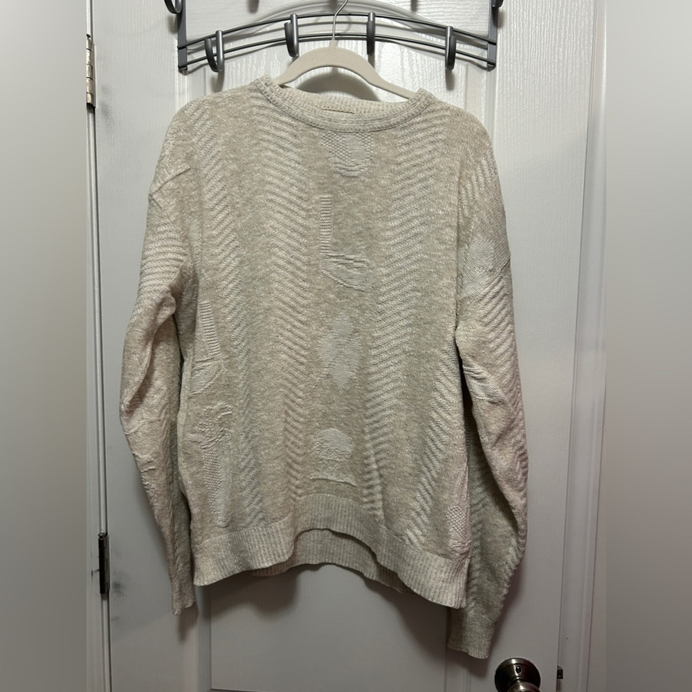 Vintage 90s Winona‎ Golf Knit Sweater mens L grandpa Club Novelty beige neutral